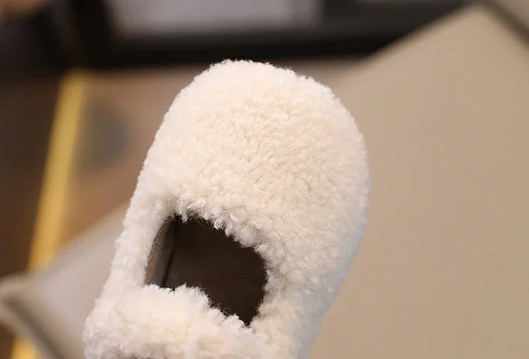 Cozy Velvet Mary Janes for Kids | Warm Plush Toe Winter Shoes