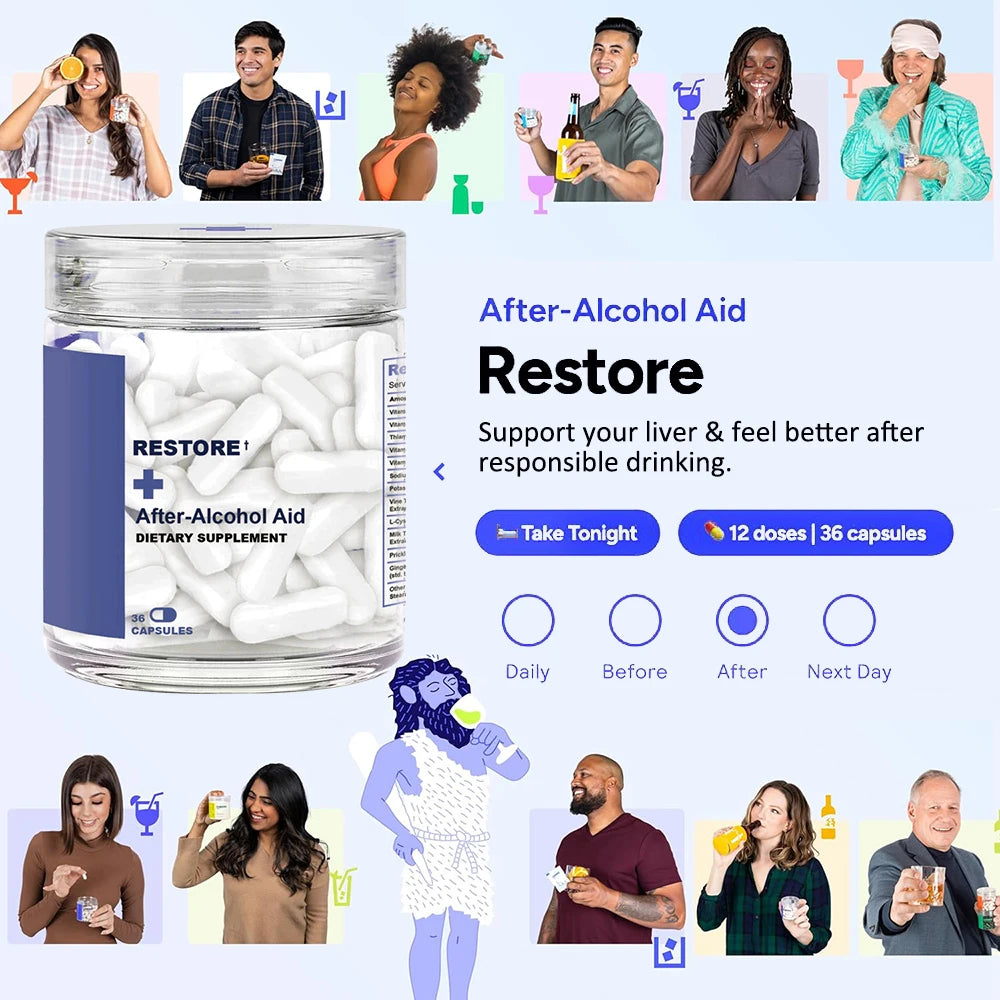 After-Alcohol Support Supplement with DHM & L-Cysteine | 36 Capsules