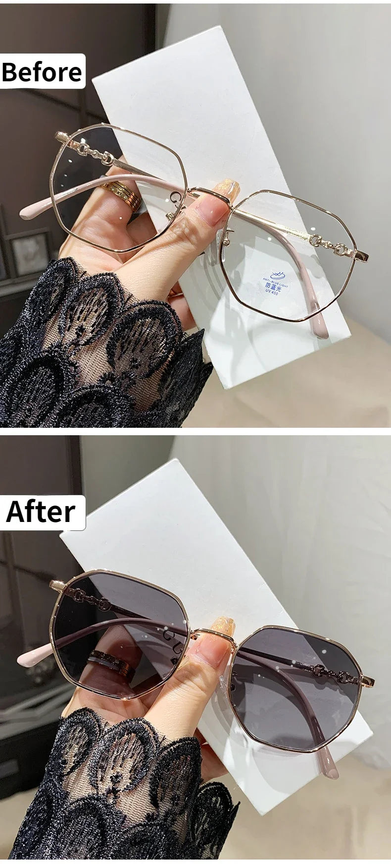 Oversized Photochromic Myopia Eyewear | Stylish Comfort & Relief