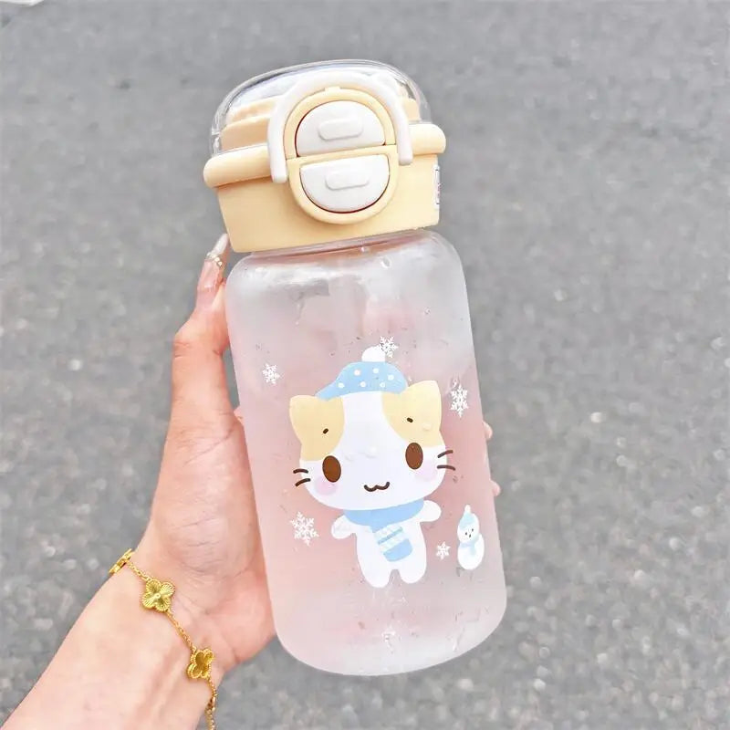 500ML Cute Cat Water Bottle | Portable Straw Cup for Kids