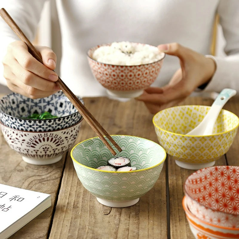 Cuenco de arroz de cerámica estilo japonés de 4.5 pulgadas | Vajilla elegante