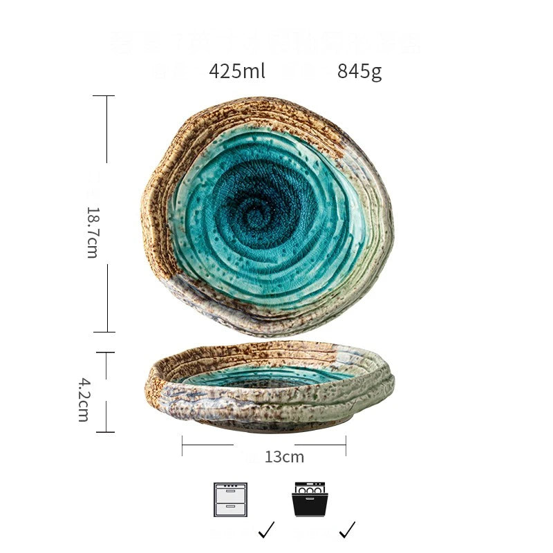 7-Inch Retro Ice Crack Shaped Ceramic Salad Plate for Stylish Dining