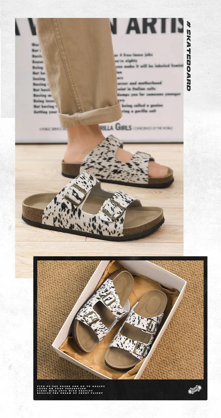 Summer Bestseller Cork Men's Flip-flops | Anti-slip Leopard Print Sandals