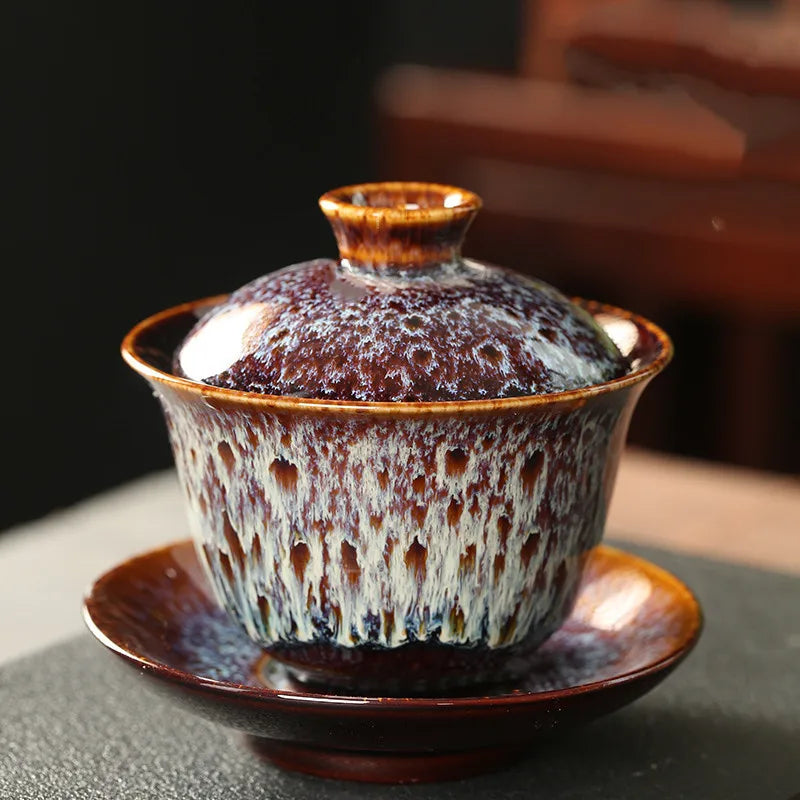 Elegante Juego de Té Kungfu Gaiwan de Cerámica Vintage | Perfecto para Ceremonia