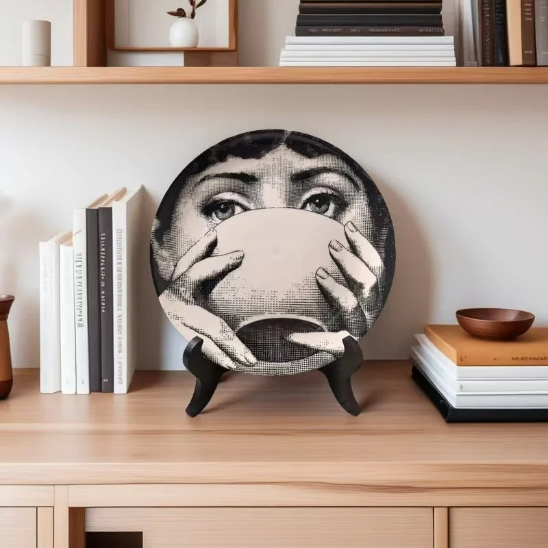 Elegant 8-Inch Retro Ceramic Decorative Plate | Modern Home Decor