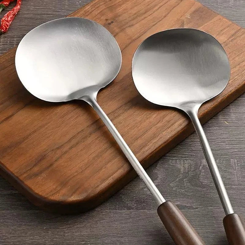 Stainless Steel Wok Spatula with Wooden Handle | Versatile Cooking Utensil