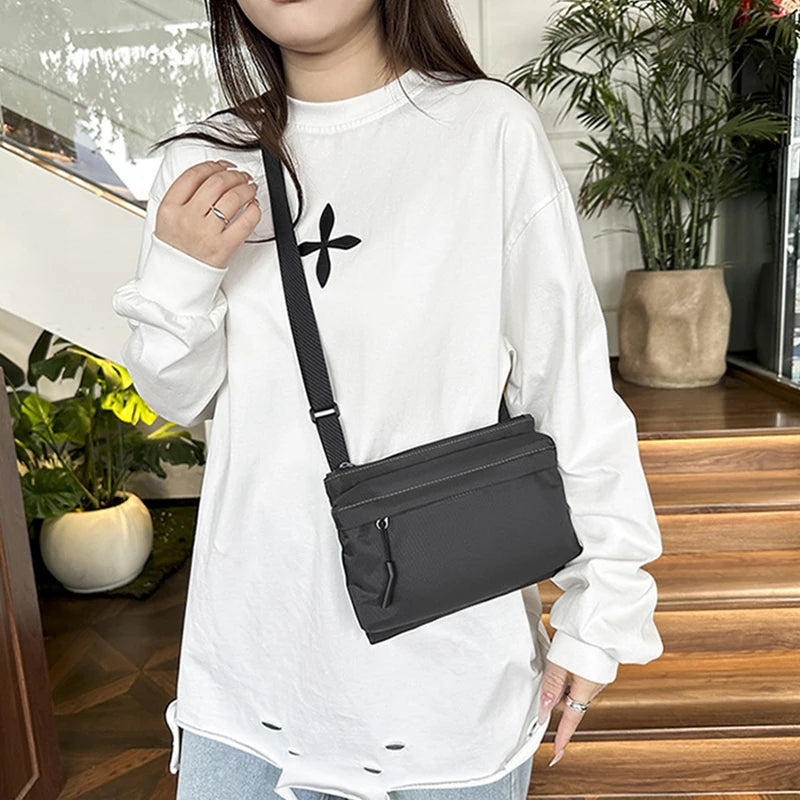 2025 New Nylon Mini Square Crossbody Bag Korean Style Unisex Shoulder Bag Casual Waterproof Small Wallet