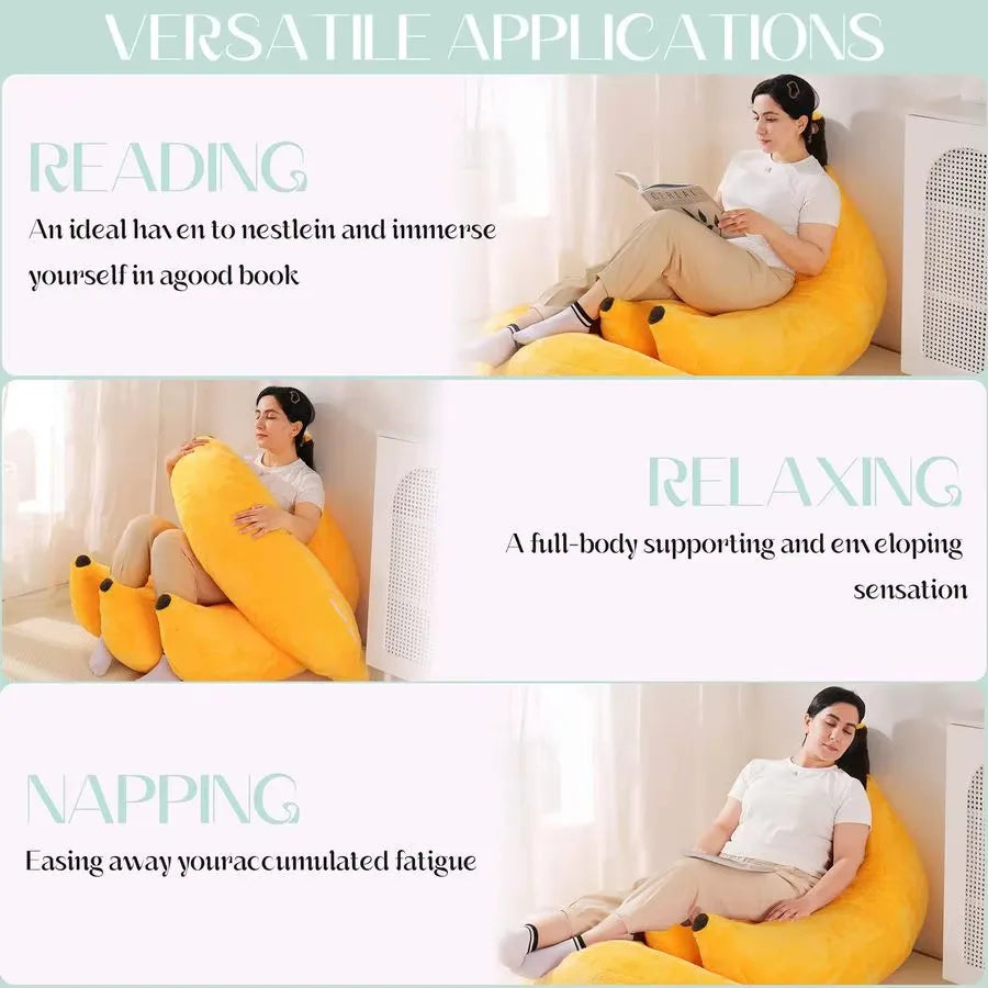 Cozy 2-in-1 Banana Bean Bag Sofa Bed with Matching Ottoman