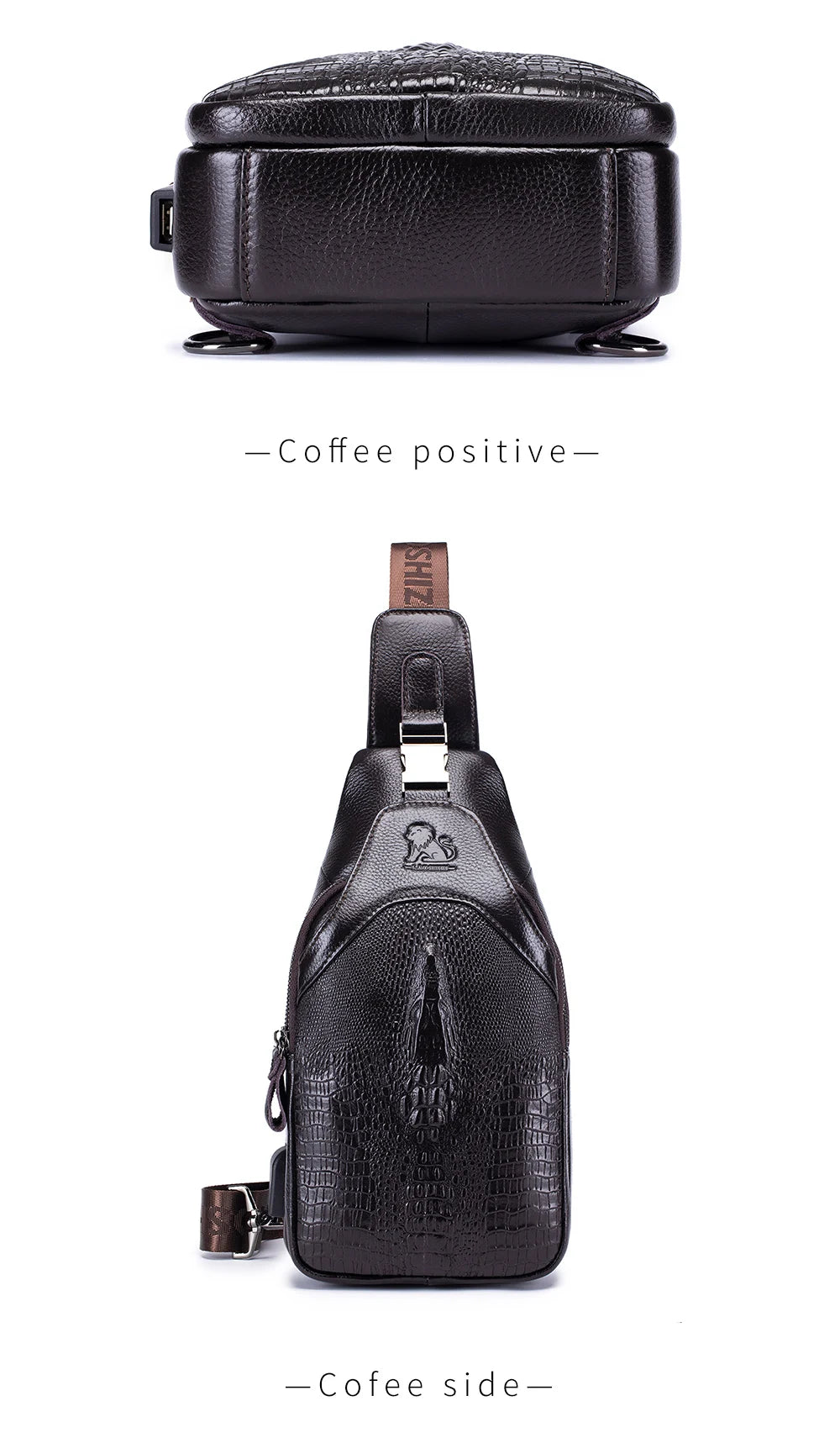 Men's Leather Crossbody Chest Bag | Multifunctional USB Bag