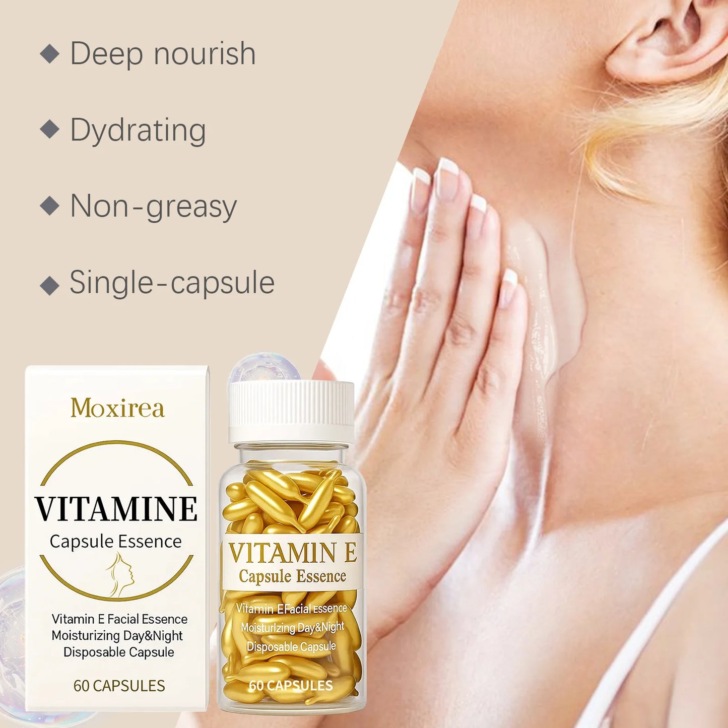 Vitamin E Face Serum Capsules for Deep Hydration and Firming