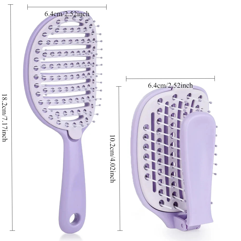 Self-Cleaning Foldable Hair Brush | Anti-Static Massage Comb