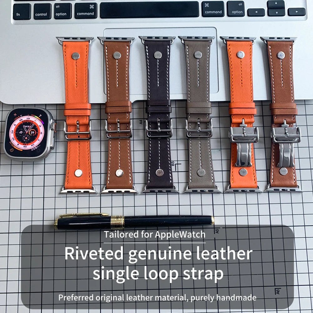 High-Quality Calfskin Leather Single Tour Band for Smartwatch