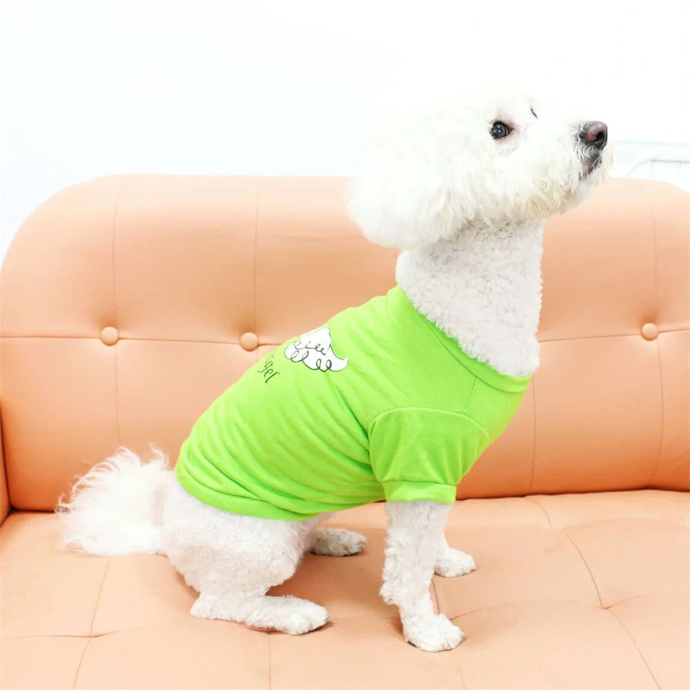 Angel Pattern Puppy Dog T-shirt | Cute Summer Pet Vest for Dogs