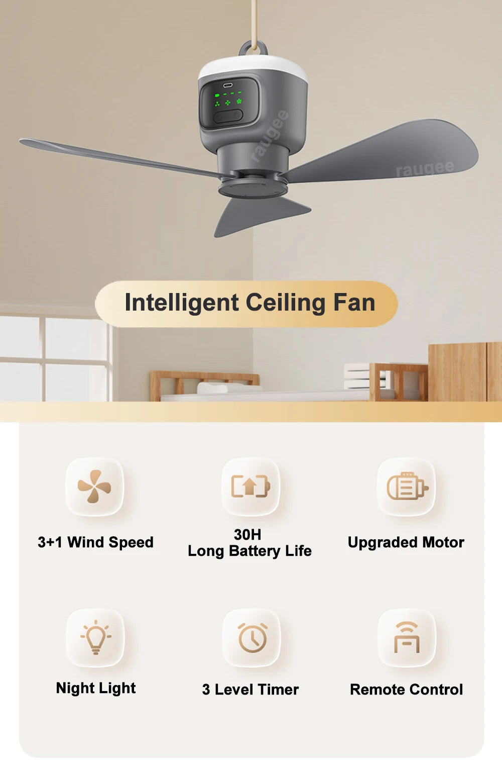 12000mAh Portable Camping Fan with Remote Control | Cool & Light