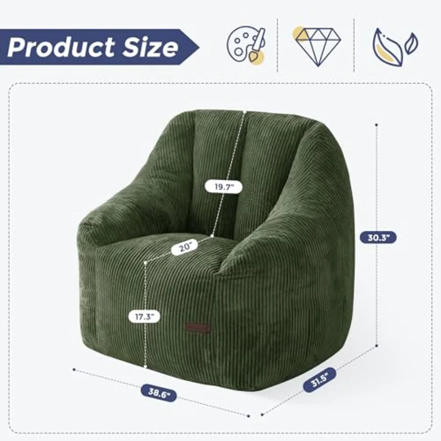 Dark Green Bean Bag Chair | Ultimate Cozy Floor Sofa