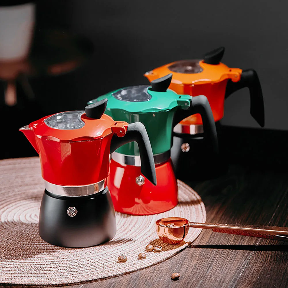 Two-Color Visual Cover Moka Pot Set | Classic Espresso Maker
