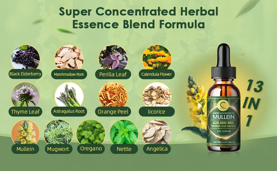 Natural Mullein Leaf Extract Drops | Cleanse & Support Lung Health