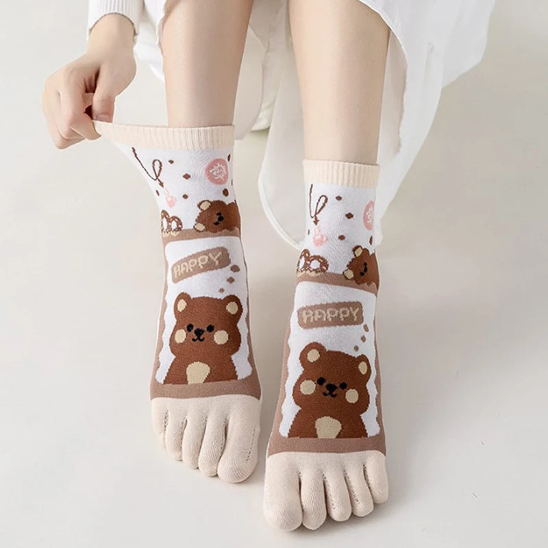 Cute Cartoon Split-Toe Socks for Women | Breathable Kawaii Comfort