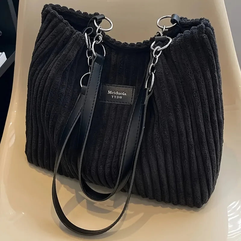 Bolso tote de pana de gran capacidad | Elegante y funcional