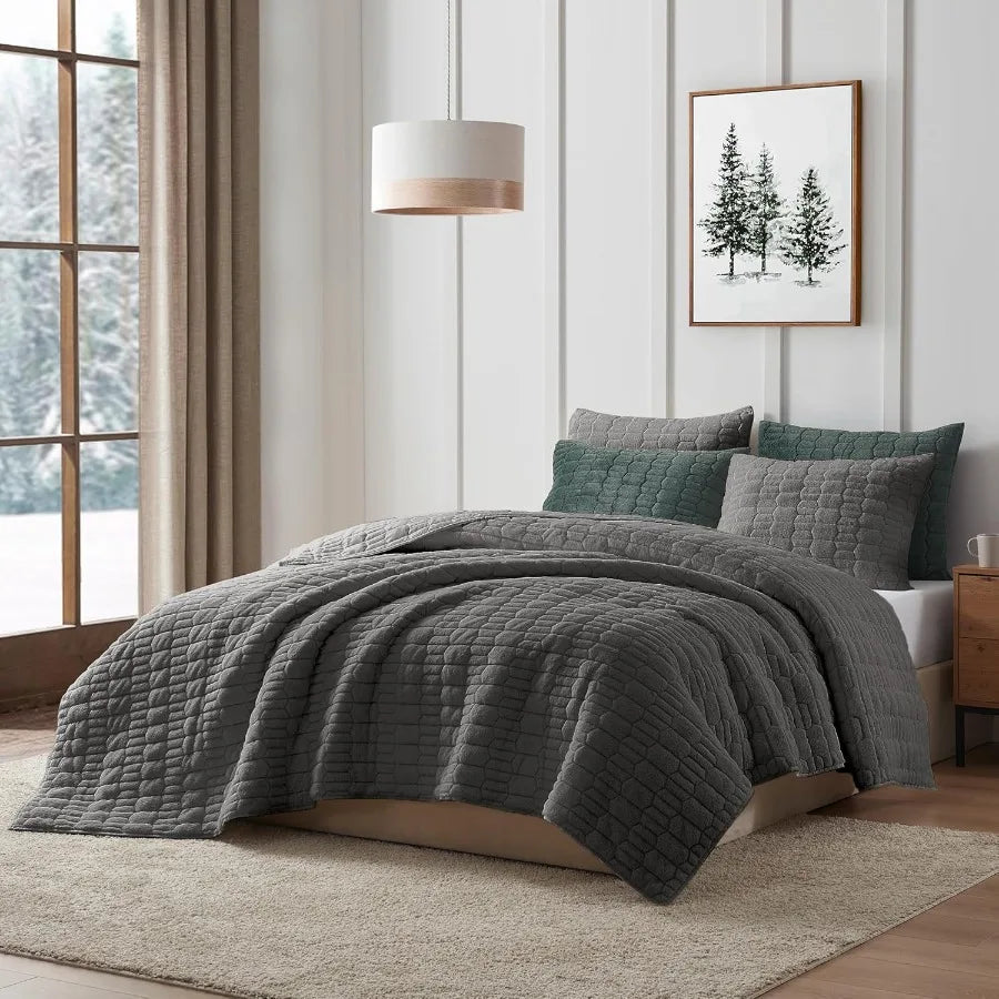 King Size Lightweight Faux Fur Comforter Set | Cozy Plush Bedding