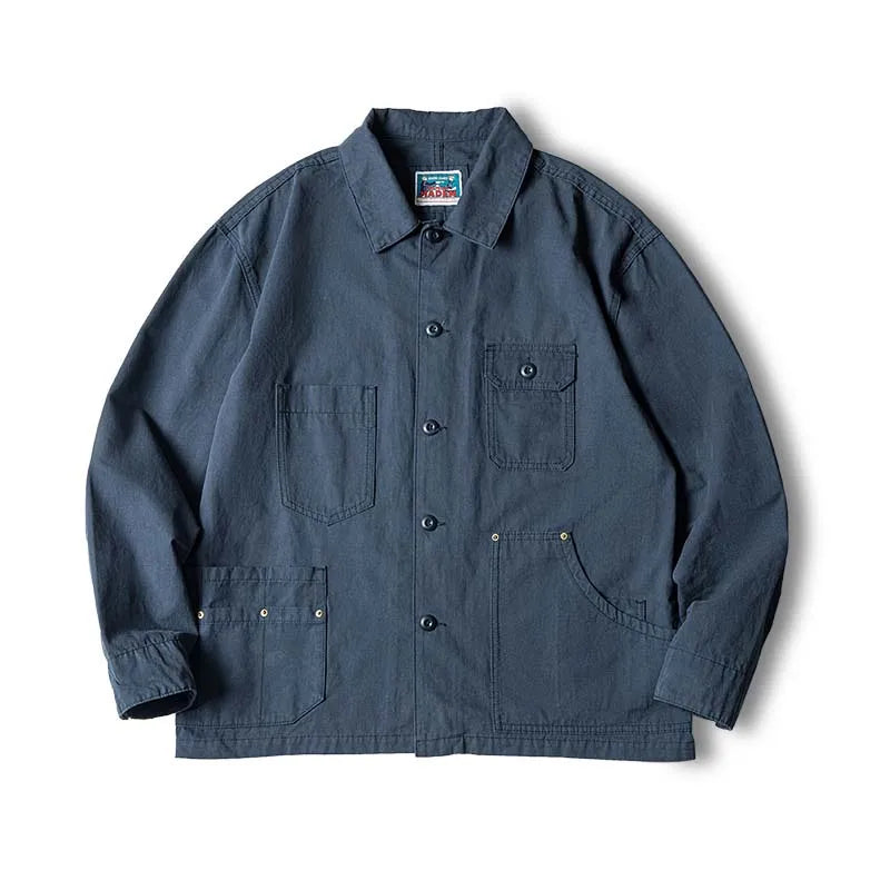 Men's Navy Heavyweight Multi-Pocket Vintage Jacket | Stylish & Durable