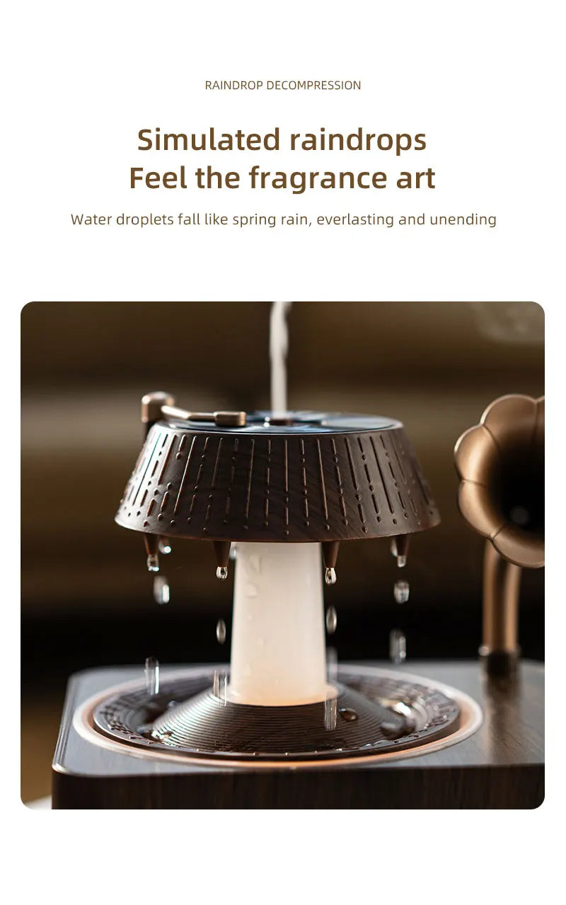Rotating Raindrop Humidifier | Retro Aroma Diffuser with Lights