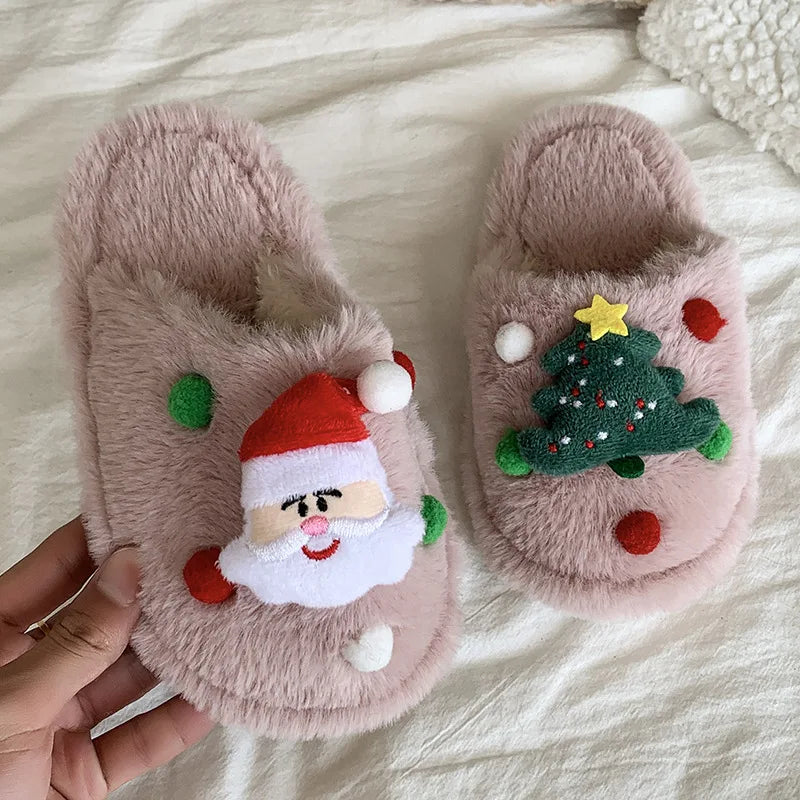 Christmas Kids Plush Slippers | Warm Cotton Indoor Shoes