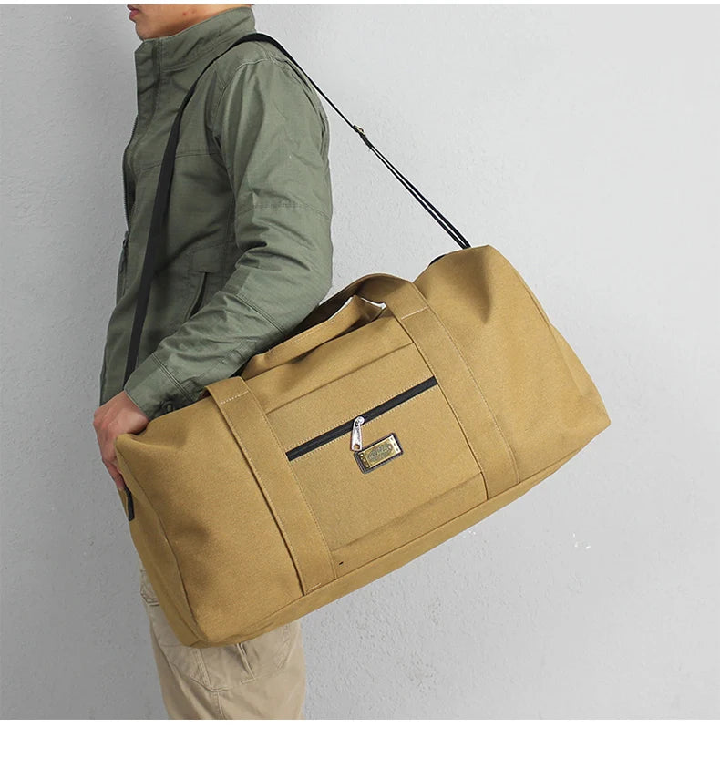 Unisex Soft Canvas Travel Duffle Bag | Large Capacity Tote