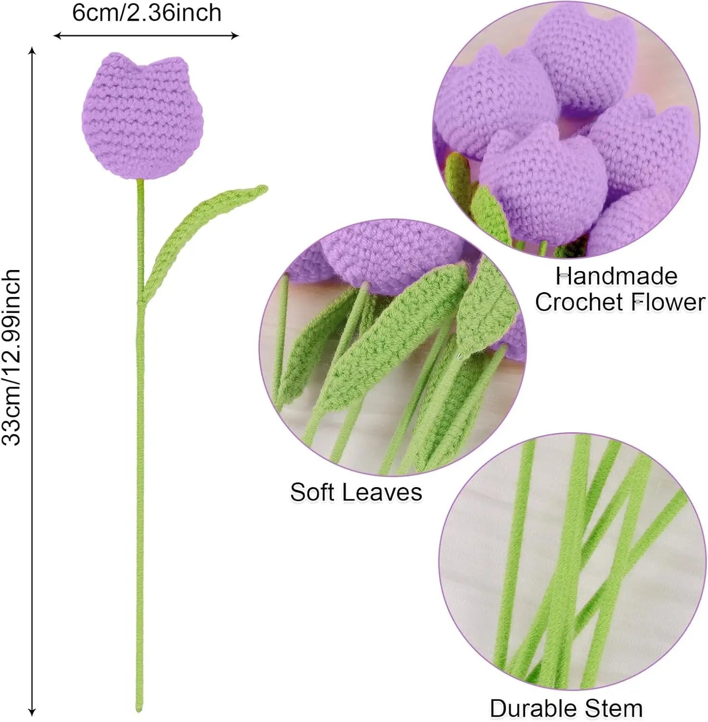 Handmade Crochet Flowers Bouquet | Vibrant Knitted Tulips