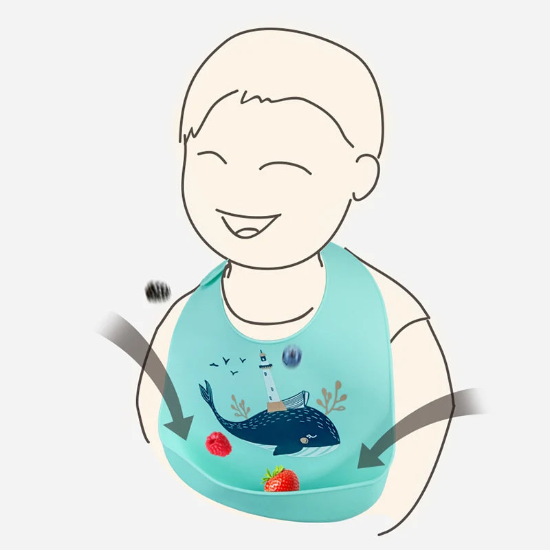 Waterproof Silicone Baby Bibs | Adjustable Cute Feeding Aprons