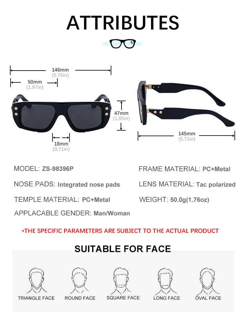 Polarized Steampunk Square Sunglasses for Men | Trendy Fashion Eyewear