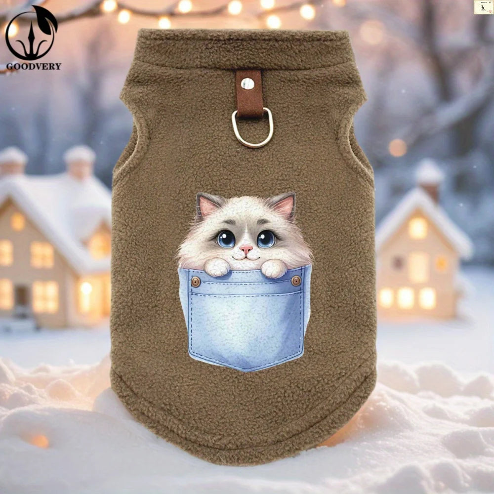 Soft Fleece Cat Sweater Jacket | Warm & Cozy Pet Clothes