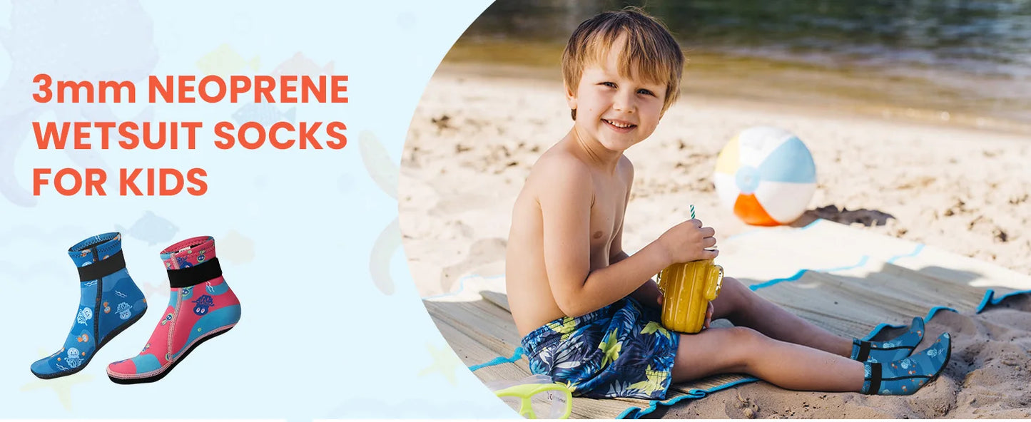 3mm Neoprene Wetsuit Socks for Kids | Non-Slip Swim Booties