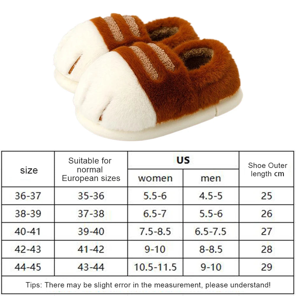Unisex 3D Cat Paw Plush Slippers | Fluffy Winter Indoor Shoes