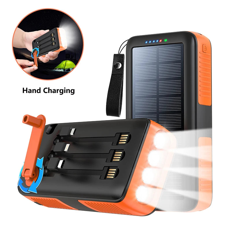 20000mAh Hand Crank Solar Power Bank | Waterproof Portable Charger