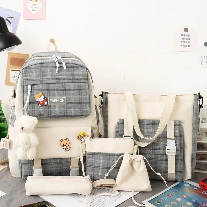 Large Capacity Kids Backpack | Versatile Nylon School Bag Set