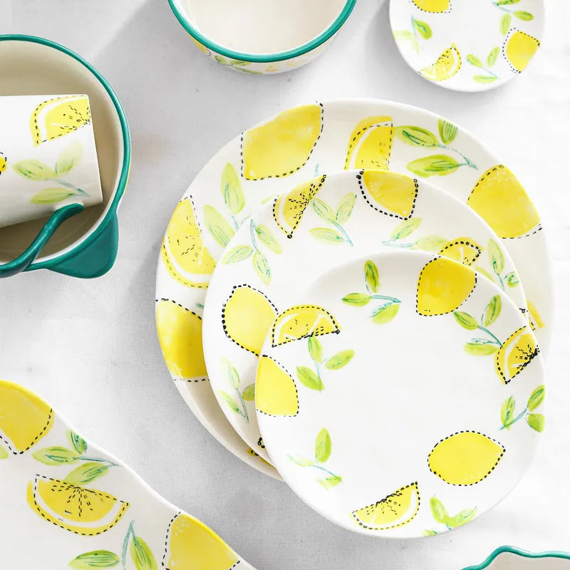Japanese Style Ceramic Dining Set | Elegant Lemon Collection