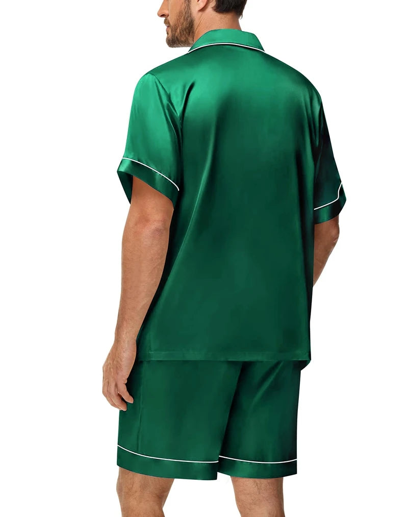 Men's Luxury Satin Pajama Set | Short Sleeve Summer Sleepwear