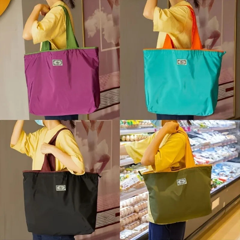 Foldable Large-Capacity Tote Bag | Stylish Grocery and Travel Companion
