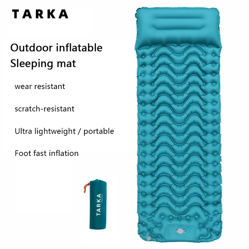 Colchón de camping inflable | Bomba de pie integrada y a prueba de humedad