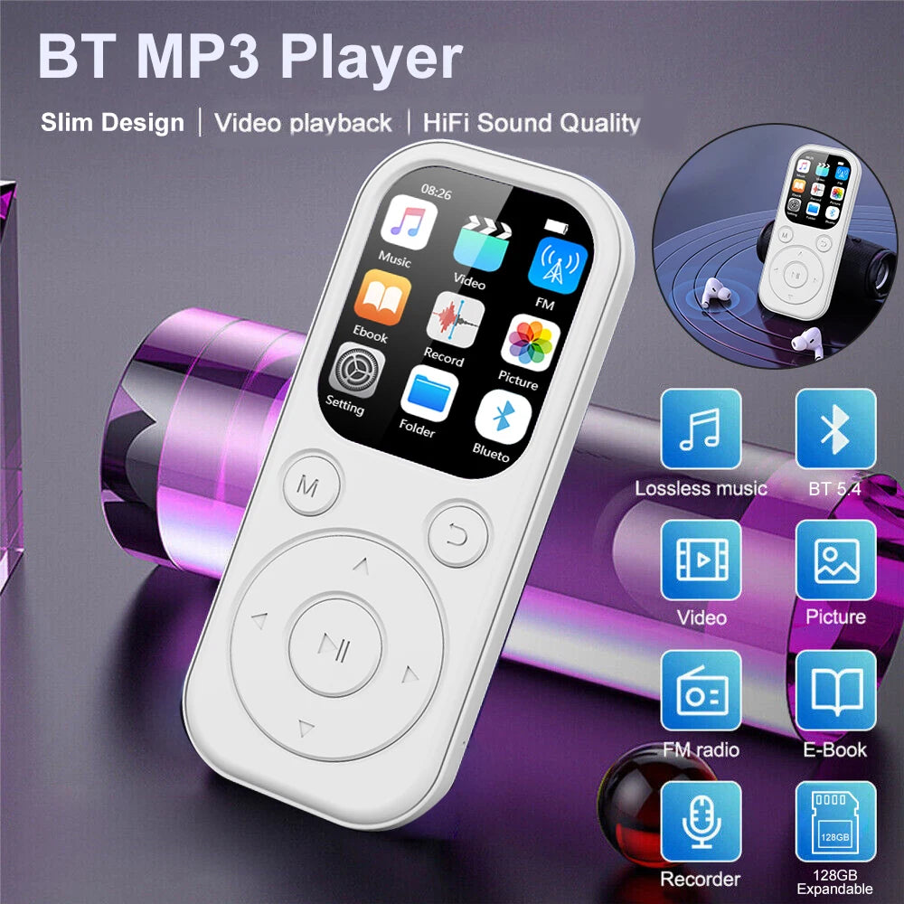 Compact MP3 MP4 Music Player | Bluetooth, Alarm Clock & E-Book
