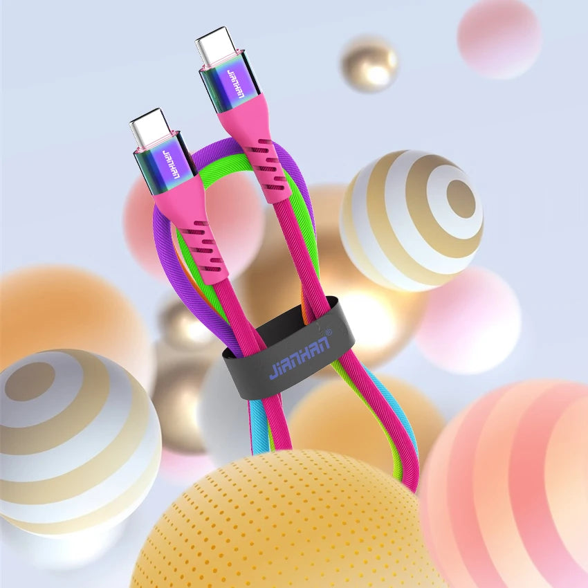 USB C to USB C Cable | 60W Fast Charging Rainbow Braided Cable
