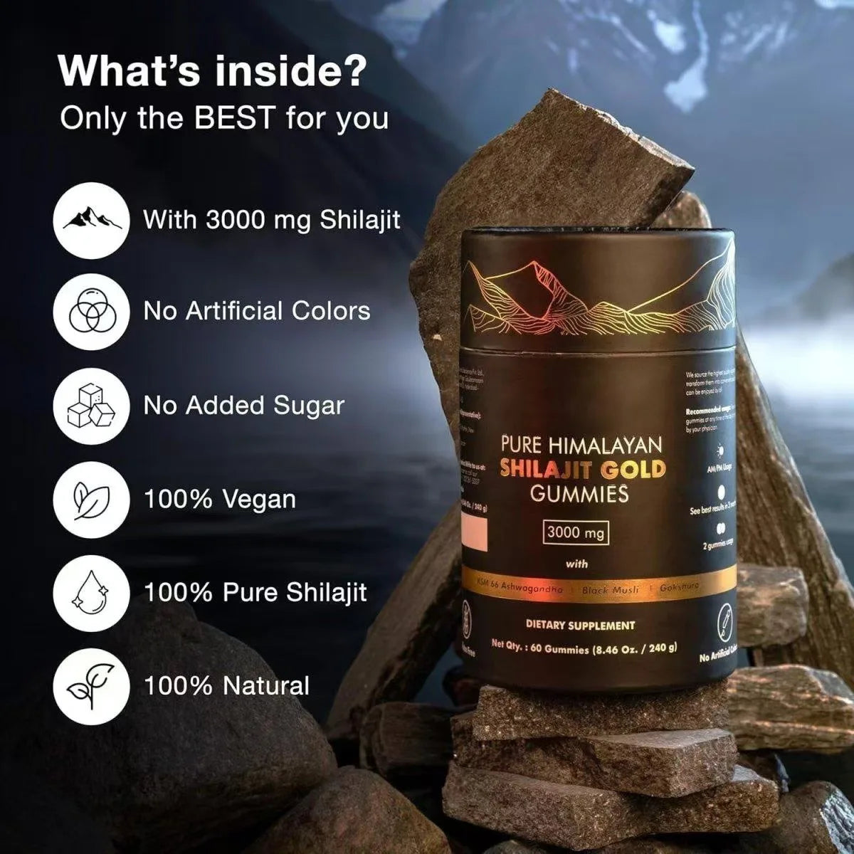 3000mg Himalayan Shilajit Resin Gummies for Energy & Recovery