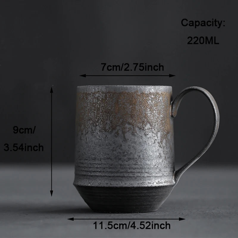 Vintage Ceramic Tea and Coffee Cup with Wooden Handle