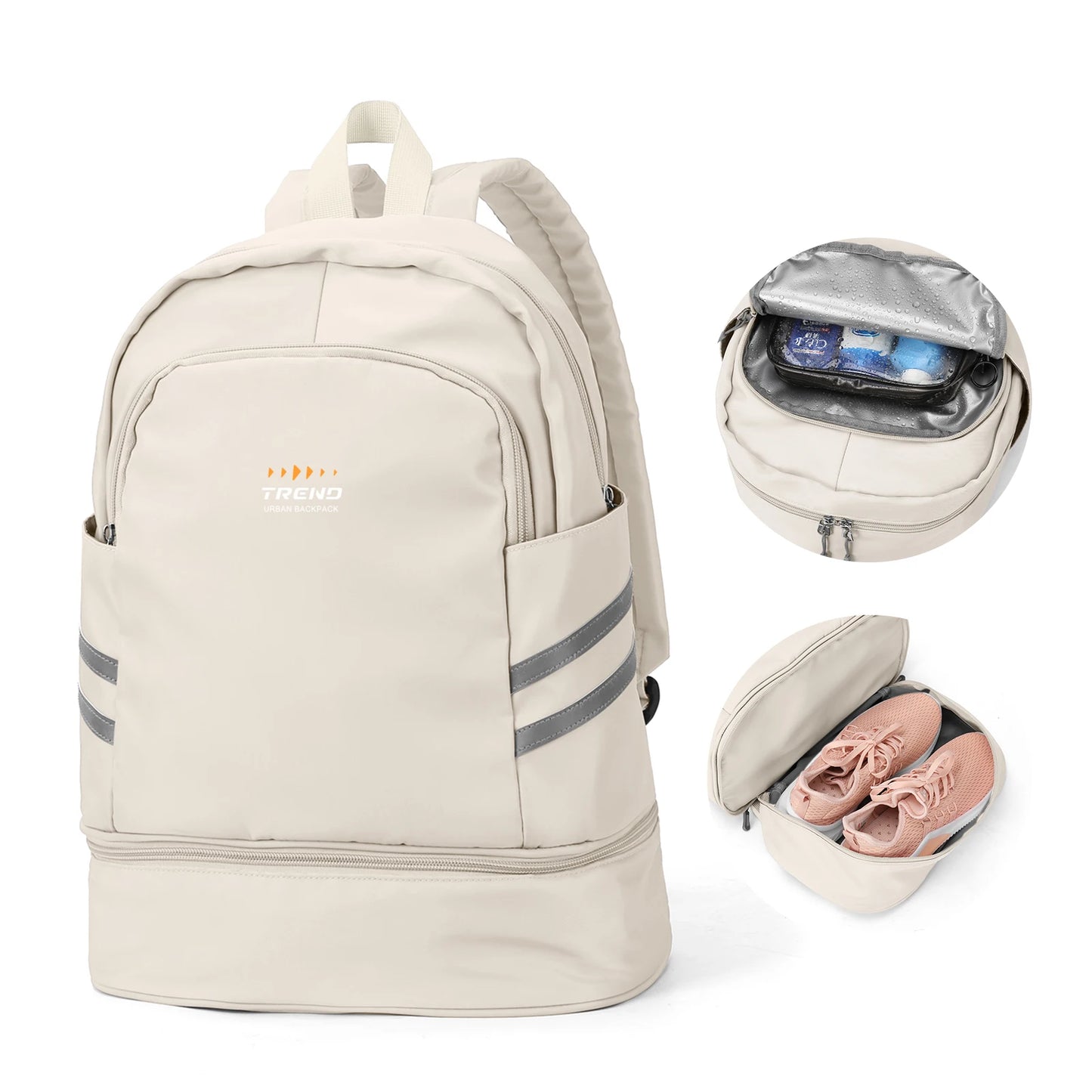 Women's Large Gym Backpack with Shoe Compartment | Waterproof Travel Bag