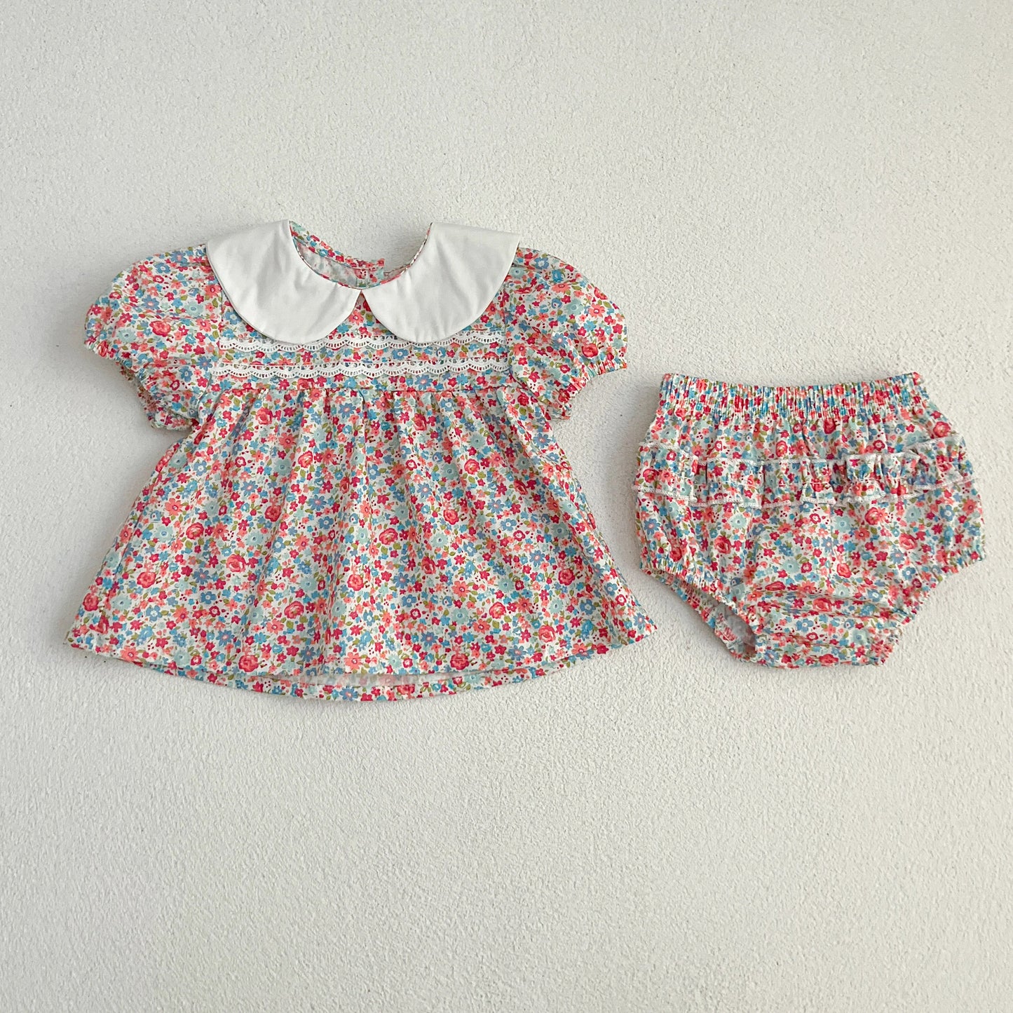 Summer Baby Girls Clothing Set | Floral Puff Sleeve Outfit