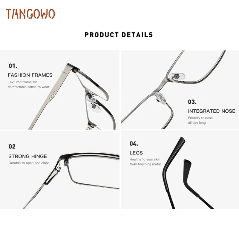 Stylish Square Metal Reading Glasses | Blue Light Blocking Eyewear