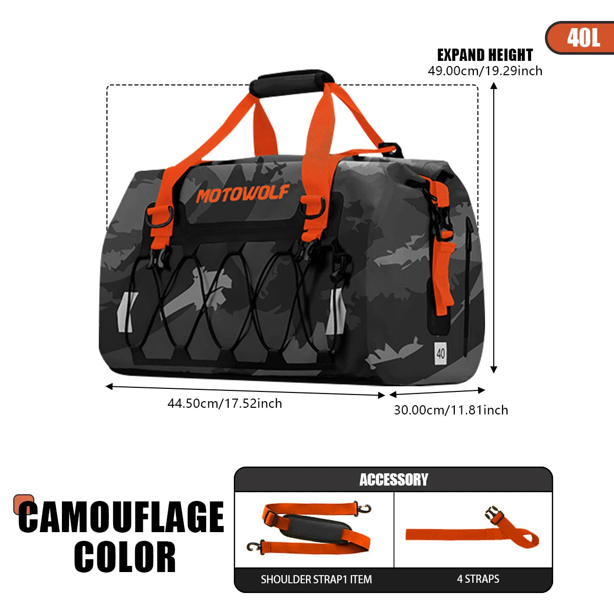 Waterproof Motorcycle Rear Seat Bag | Versatile Travel Duffel Bag