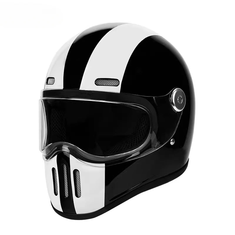 Retro Fiberglass Full Face Motorcycle Helmet | Vintage Style Safety Gear