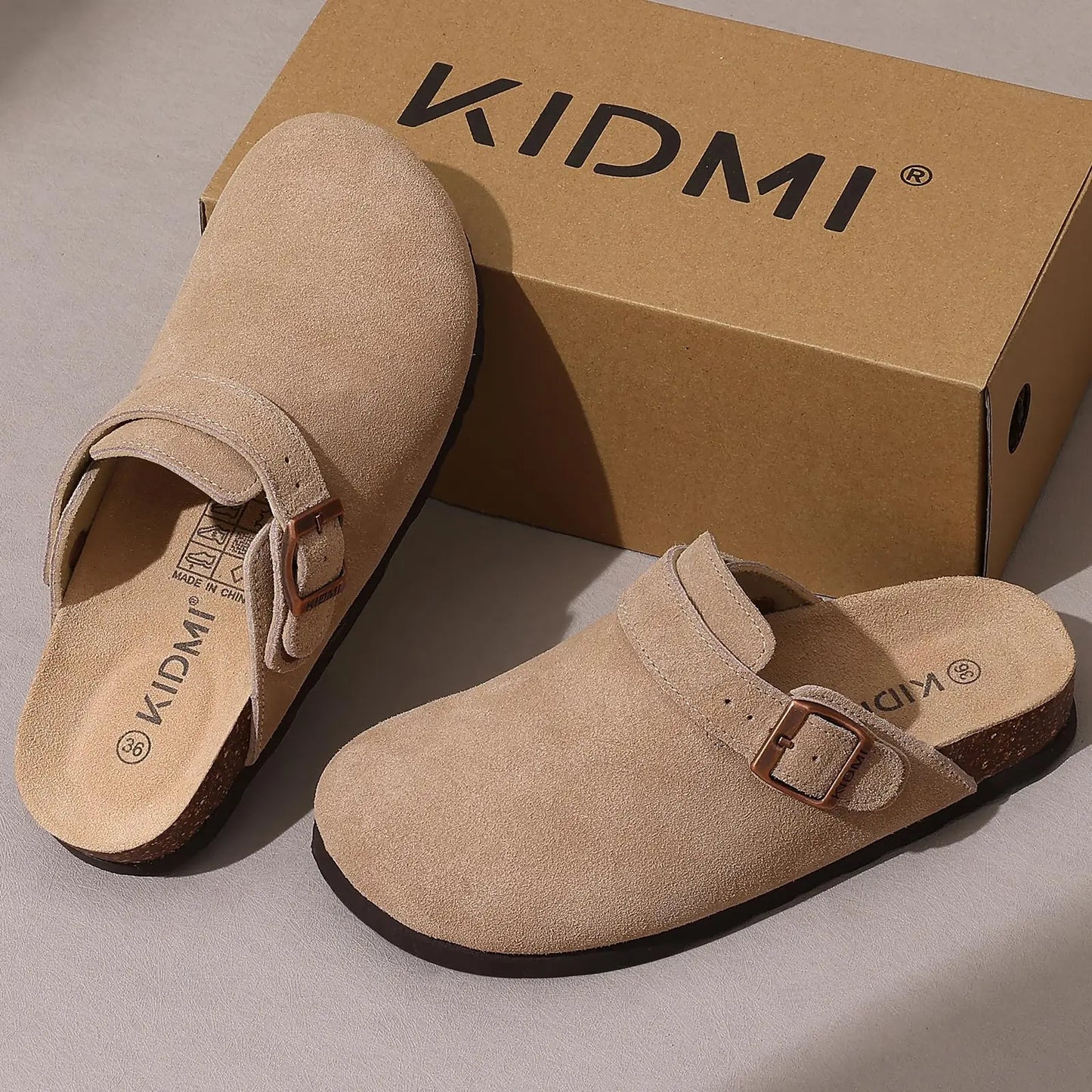 Women's Genuine Leather Clogs with Cork Footbed | Slip-On Comfort Slippers